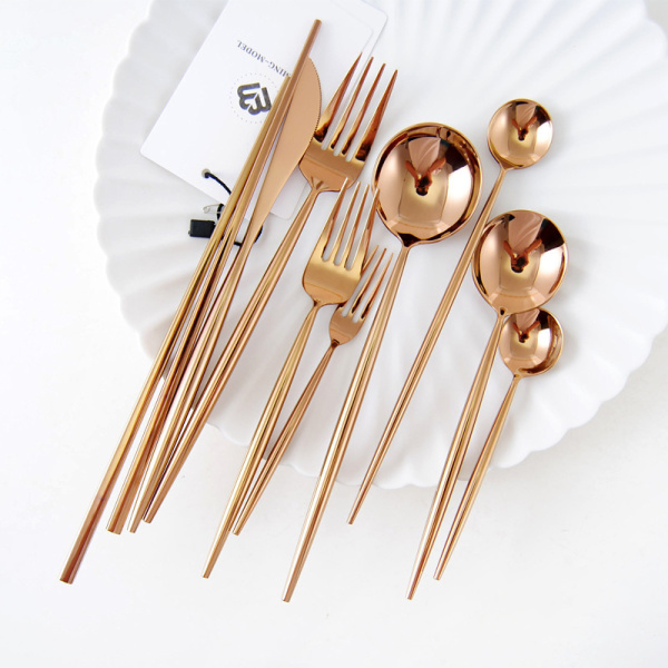 Electroplated rose gold cutlery and chopsticks 41