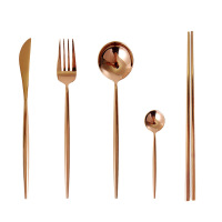 Electroplated rose gold cutlery and chopsticks 41