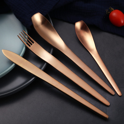 Matt rose gold western cutlery 50