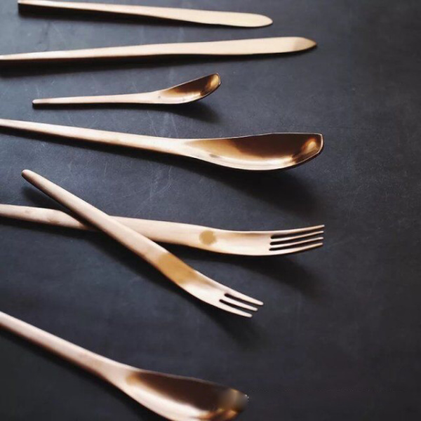 Matt rose gold western cutlery 50