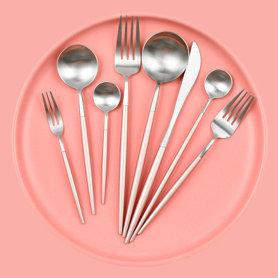 Pink 304 Stainless Steel Knife Fork Spoon 27