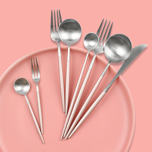 Pink 304 Stainless Steel Knife Fork Spoon 27