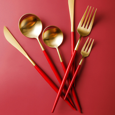 Red gold 304 stainless steel tableware  36