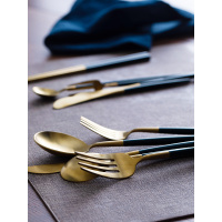 Stainless Steel Dark Green Gold Knife Fork Spoon 35