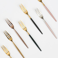 Stainless steel golden fruit knife and fork 29