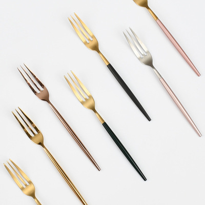 Stainless steel golden fruit knife and fork 29