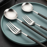 Vacuum plating black handle knife fork spoon 15