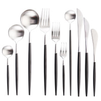 Vacuum plating black handle knife fork spoon 15