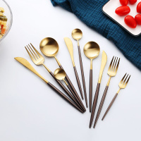 Western style black gold knife fork spoon 20