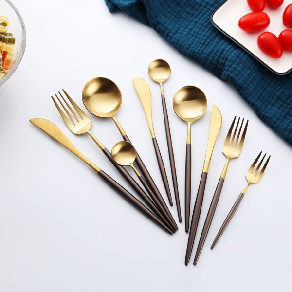Western style black gold knife fork spoon 20