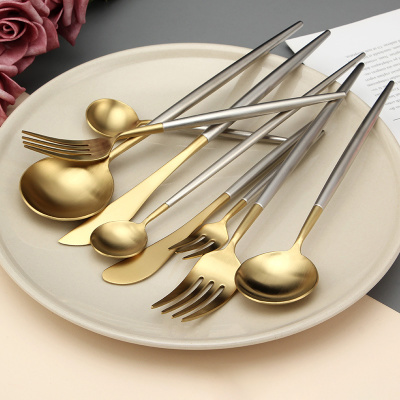 Western style black gold knife fork spoon 20