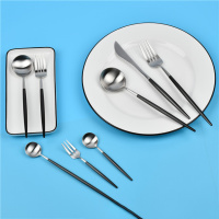 Western style black gold knife fork spoon 20